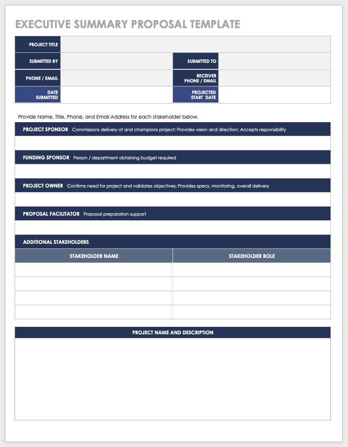 Free Executive Summary Templates Smartsheet   IC Executive Summary Proposal Word 