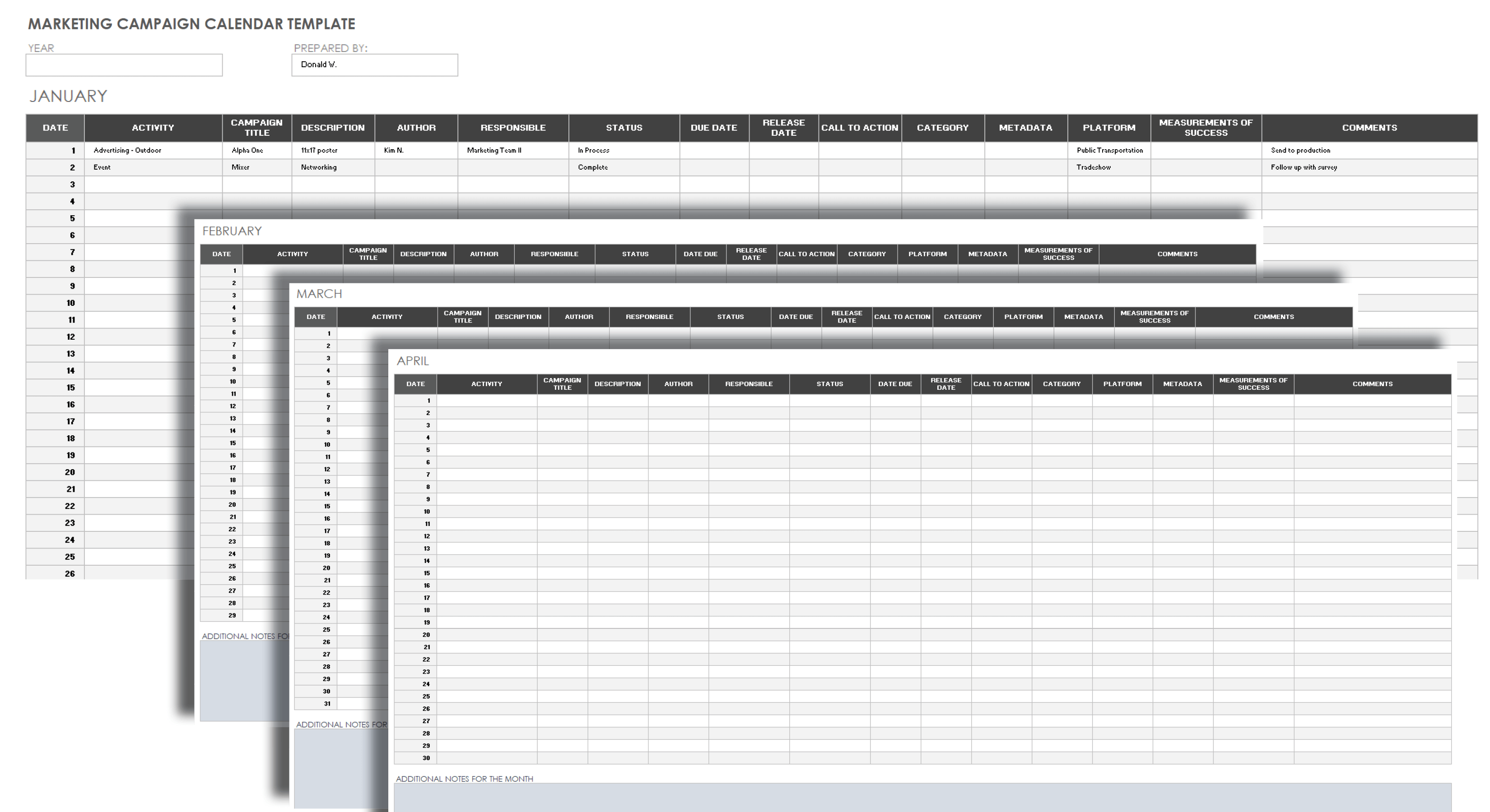 FREE Restaurant Calendar Template - Download in Word, Google Docs