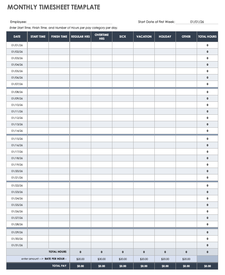 construction timesheet template excel