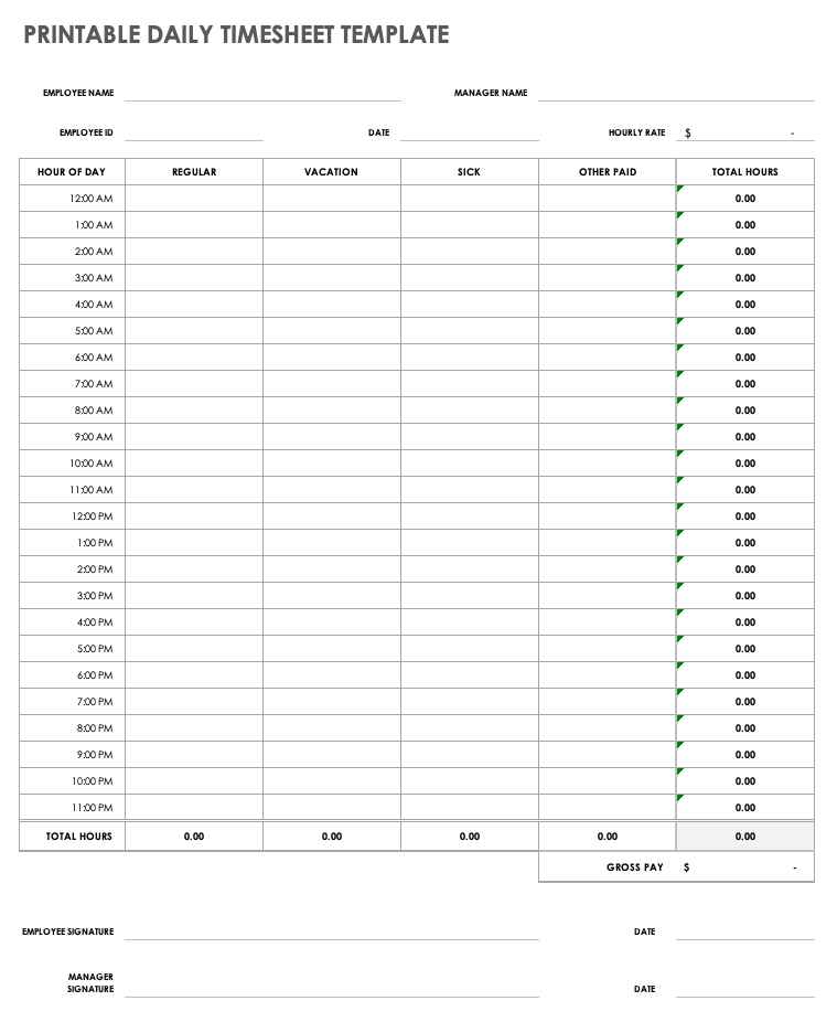 Printable Timesheets Time Card Templates Smartsheet