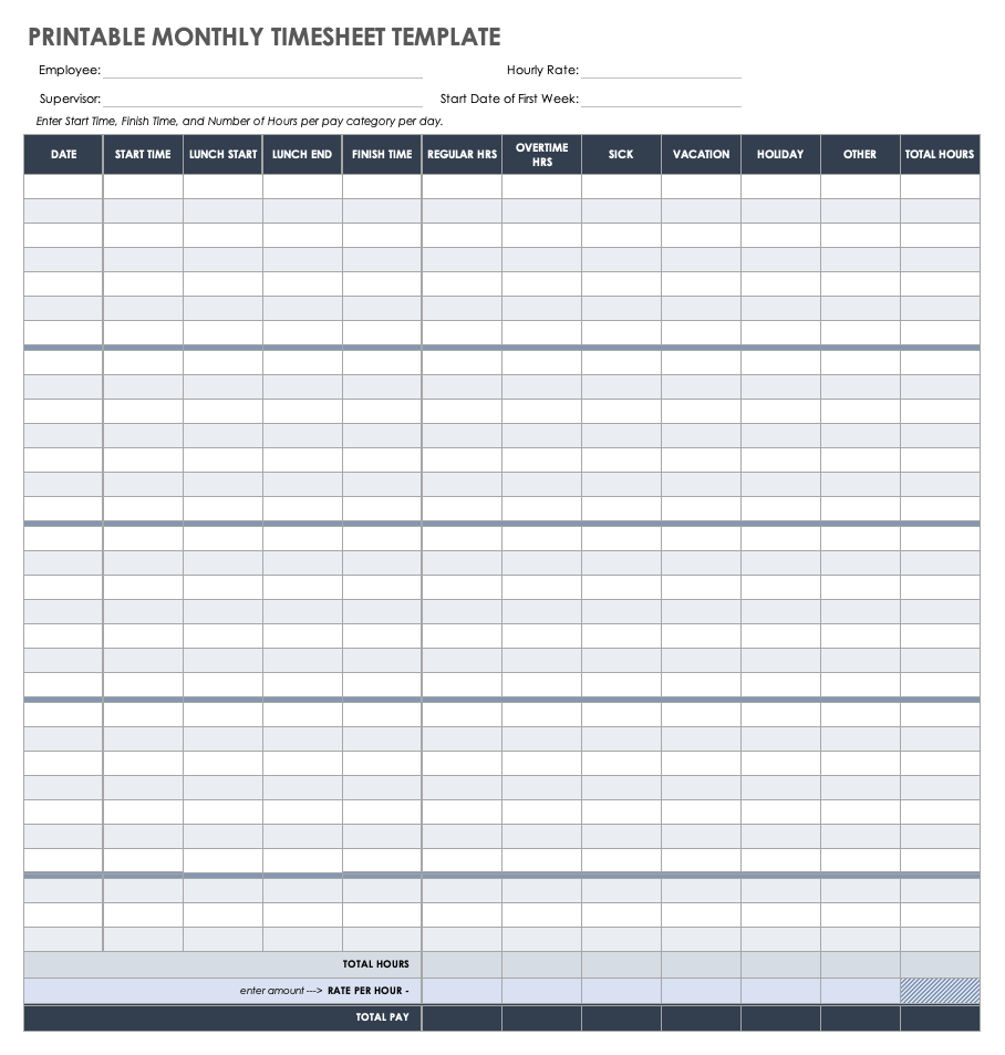 hourly time sheet