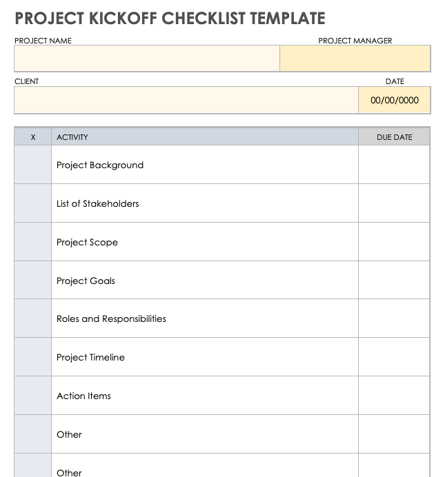 Project Checklist Templates Smartsheet