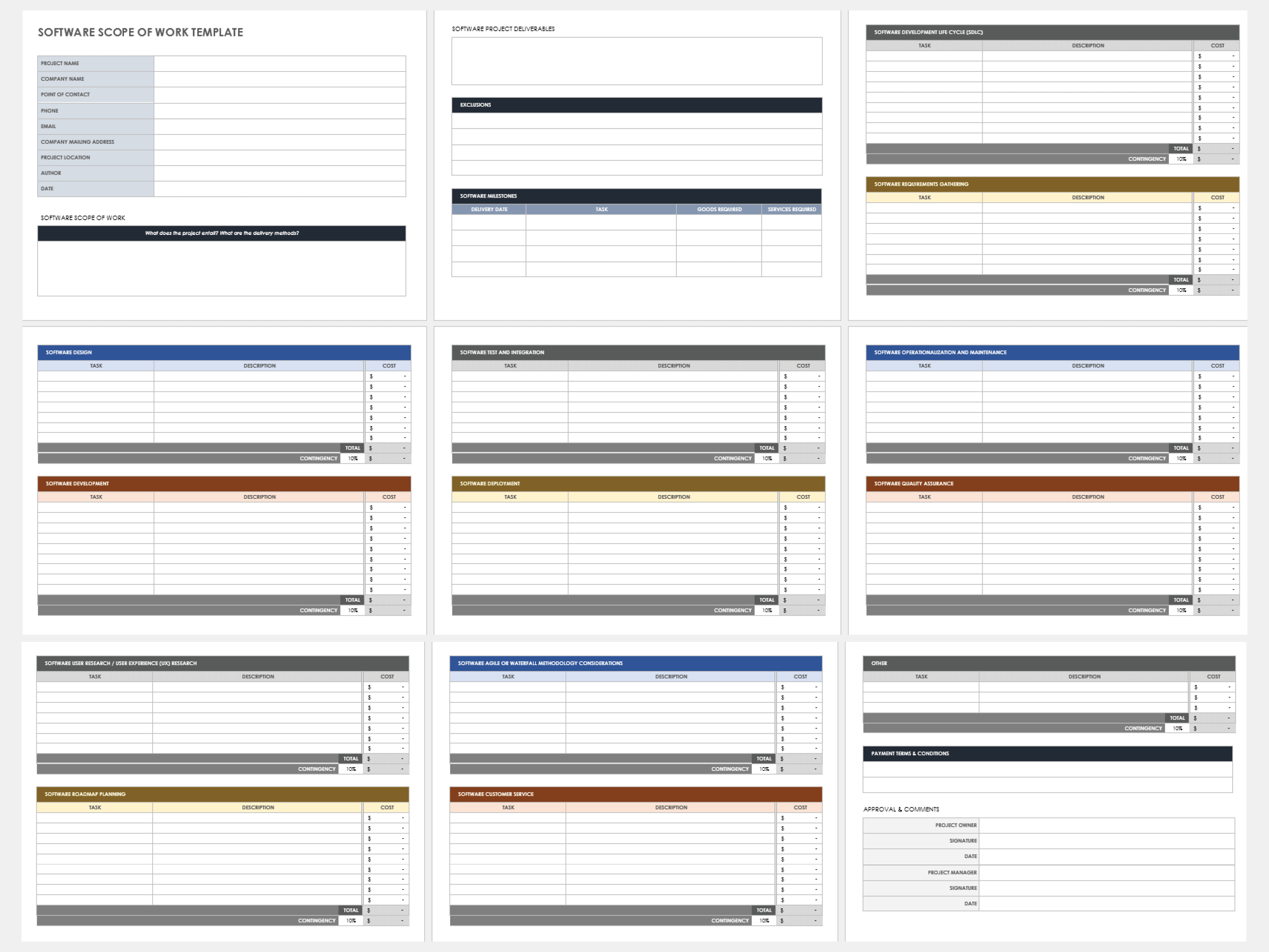 scope of work excel template