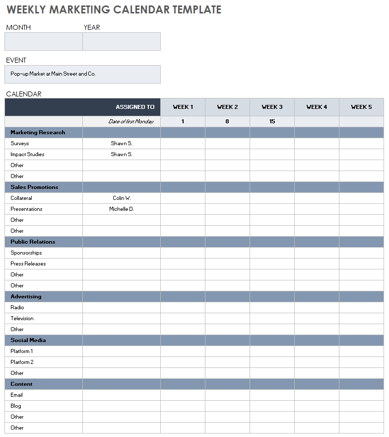 Marketing Schedule Template Google Sheets