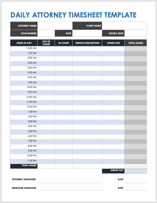 Lawyer Timesheet Template