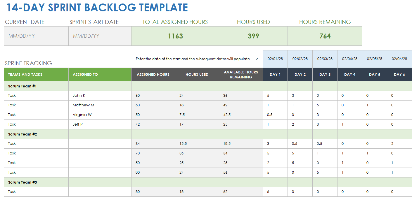 Product Backlog Template Google Sheets   IC 14 Day Sprint Backlog Template 