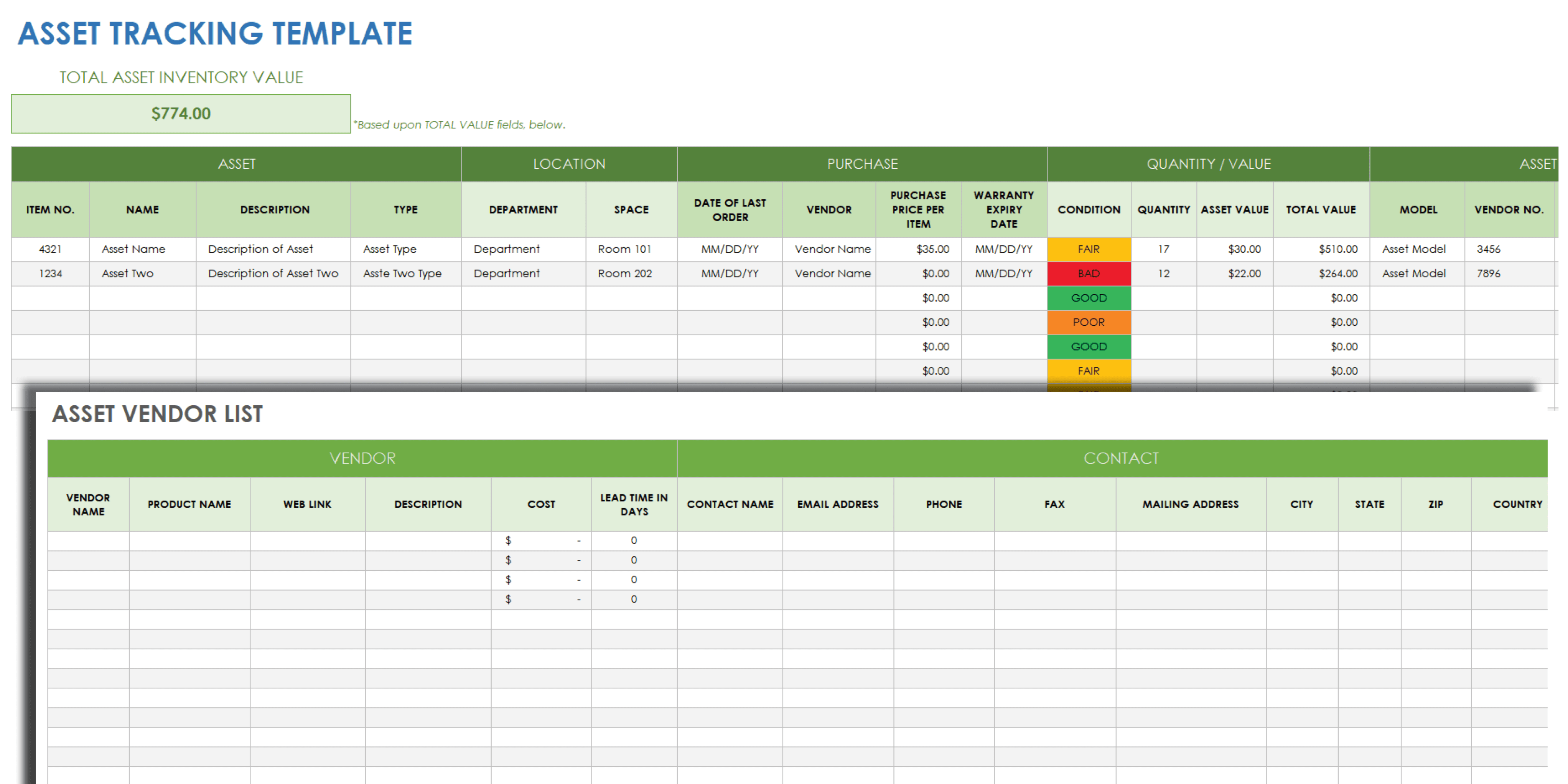 Free Asset Tracking Templates