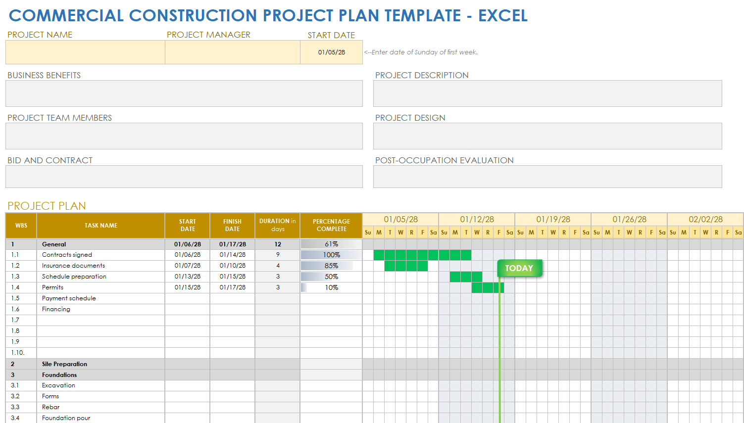 Free Construction Project Plan Templates Smartsheet