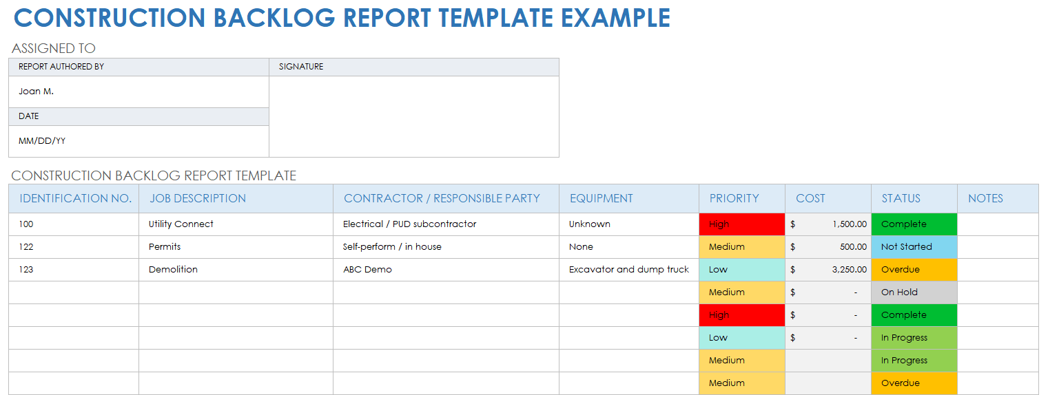 Excel Product Backlog Template