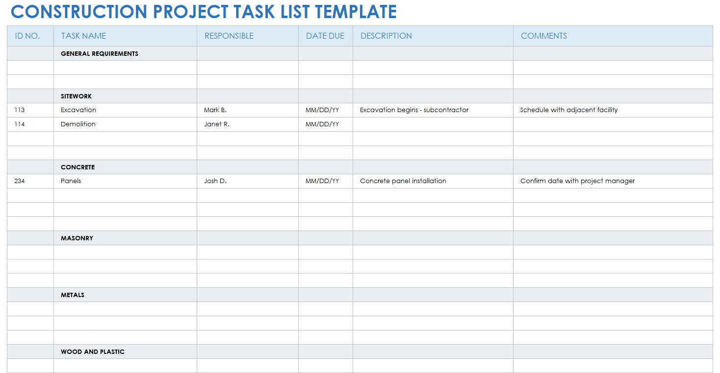 Project Task List Template - prntbl.concejomunicipaldechinu.gov.co