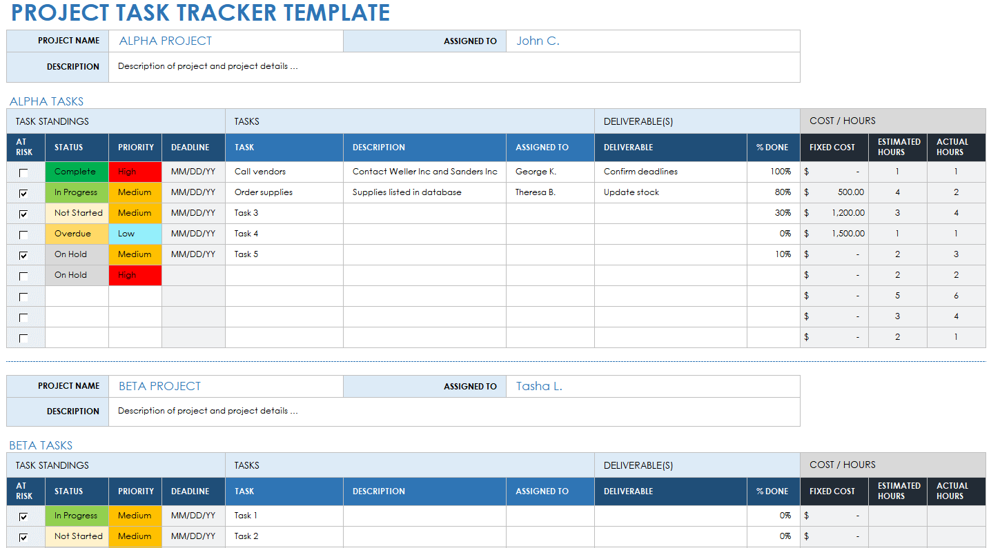 Project Task Tracker Template