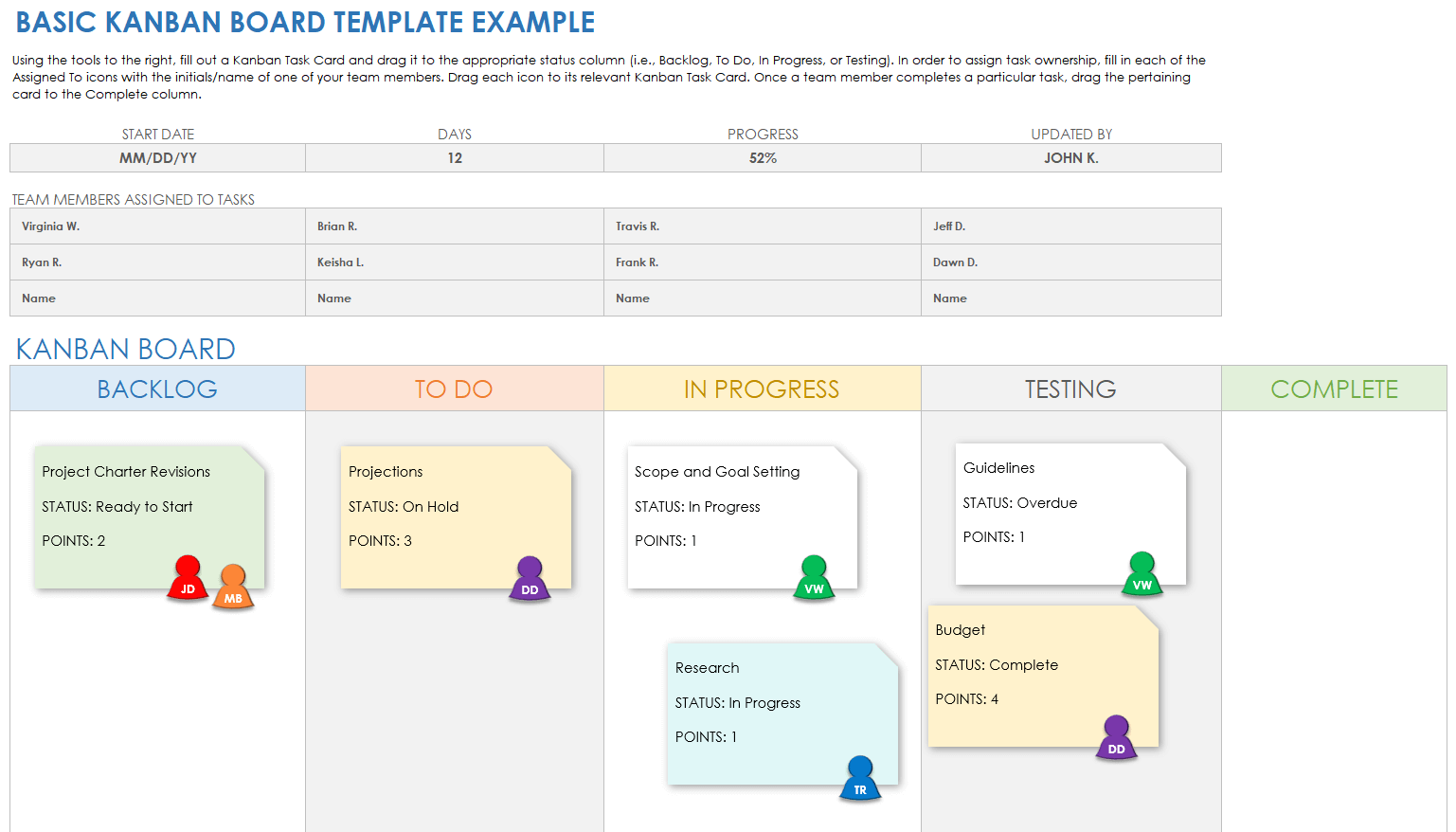 kanban excel template