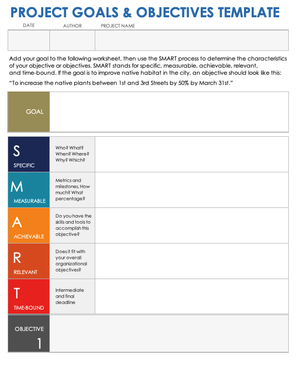 Goals vs Objectives Smartsheet