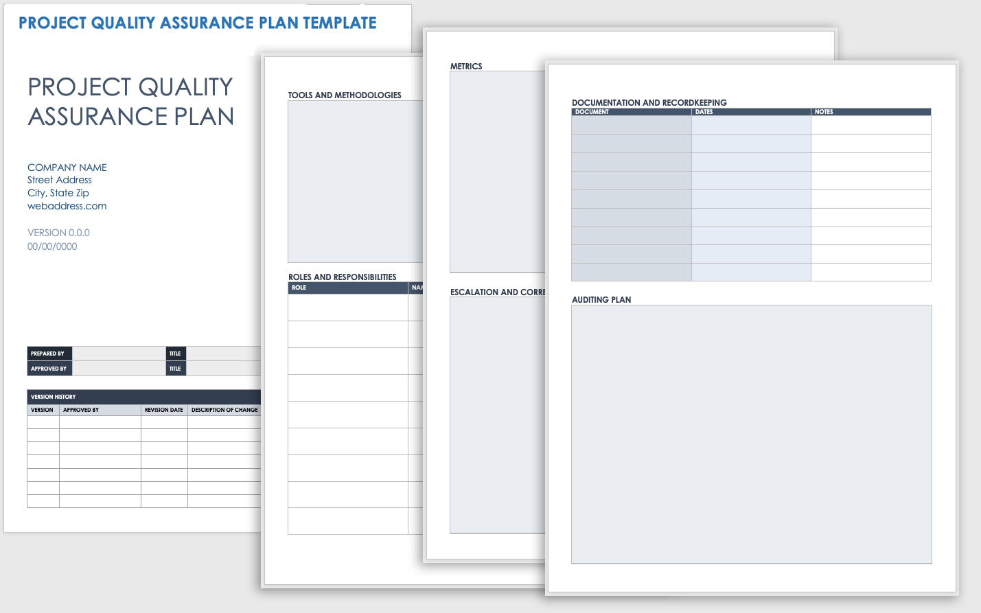 quality control plan template excel