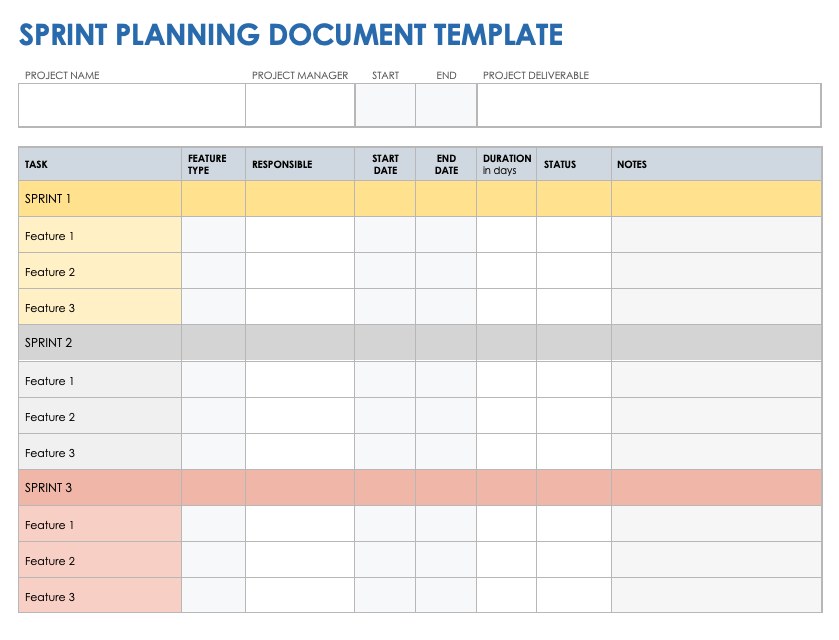 Free Sprint Planning Templates Smartsheet