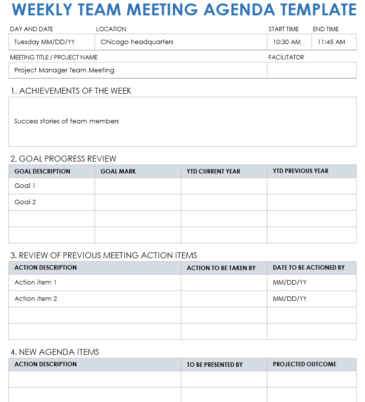 staff meeting agenda template