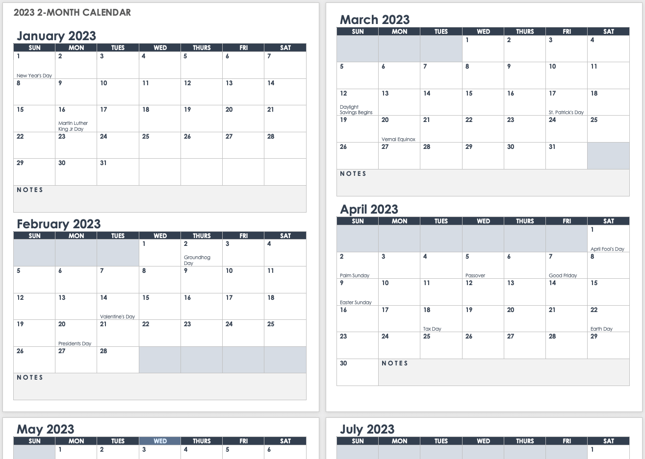 A5 2022-2023 Weekly Planner Printable Horizontal Week on 2 