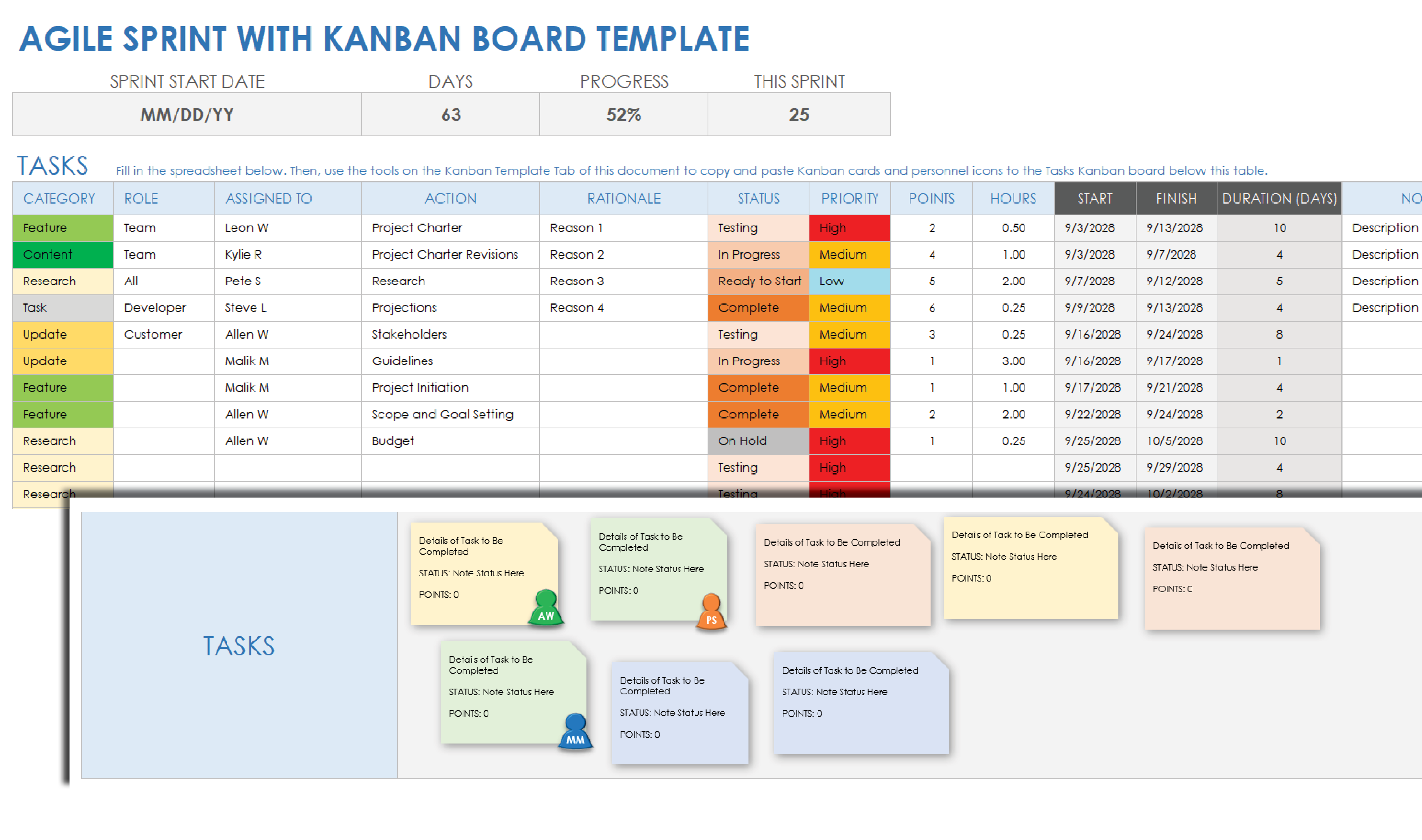 Agile Sprint with Kanban Board Template