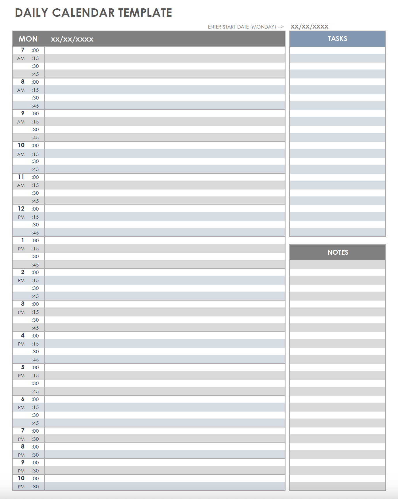 free daily schedule template word