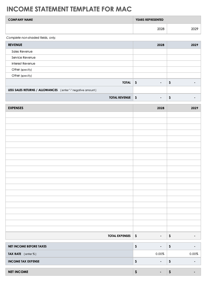 excel mac templates