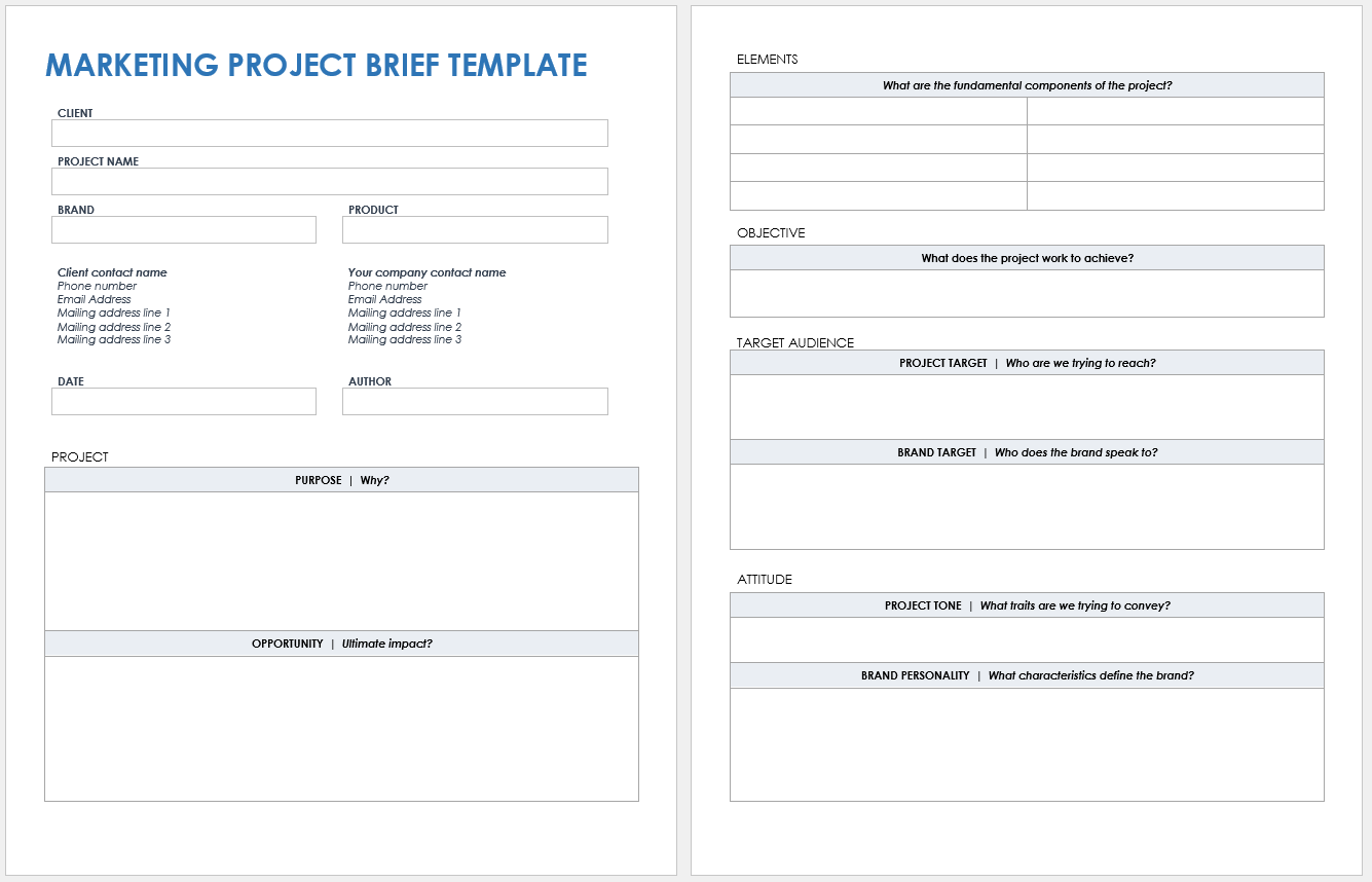 Free Marketing Brief Templates