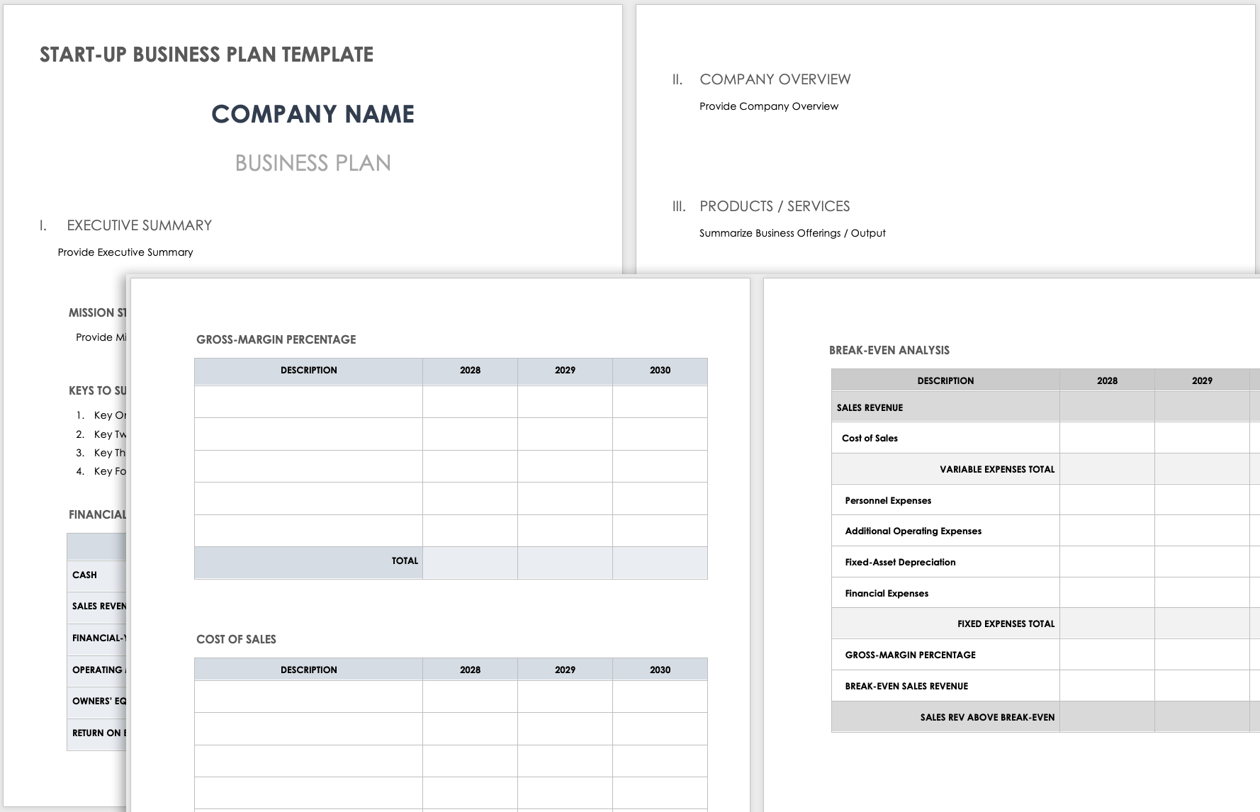 high level business case template