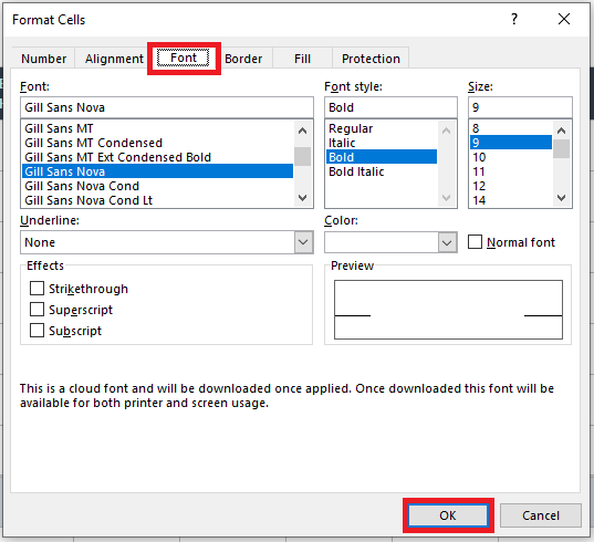 Timesheet Change Font