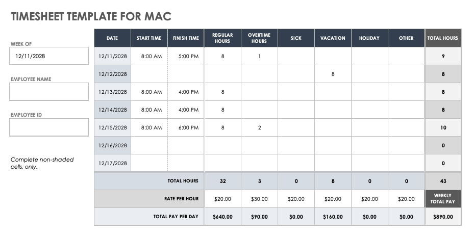 excel mac templates