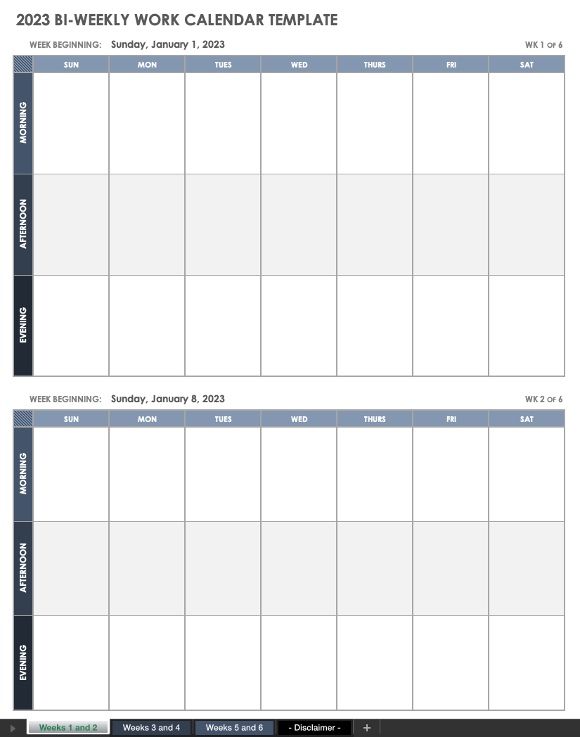 excel monthly calendar template