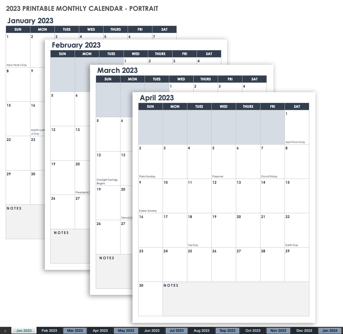 Excel Monthly Calendar Template