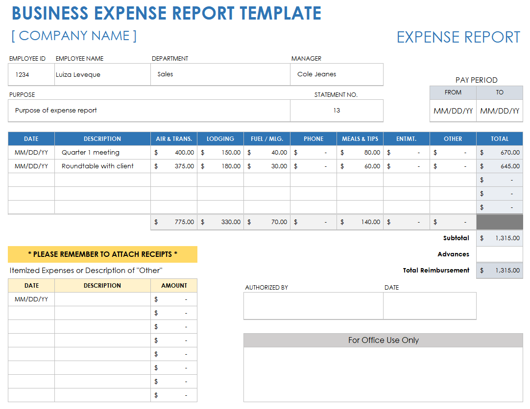 free excel report templates