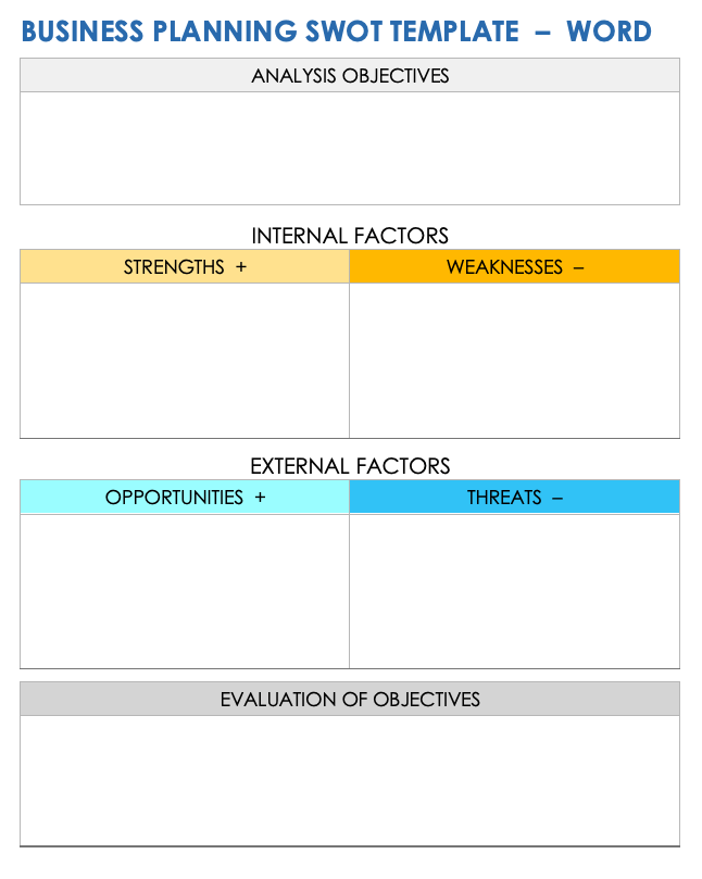 swot chart template word