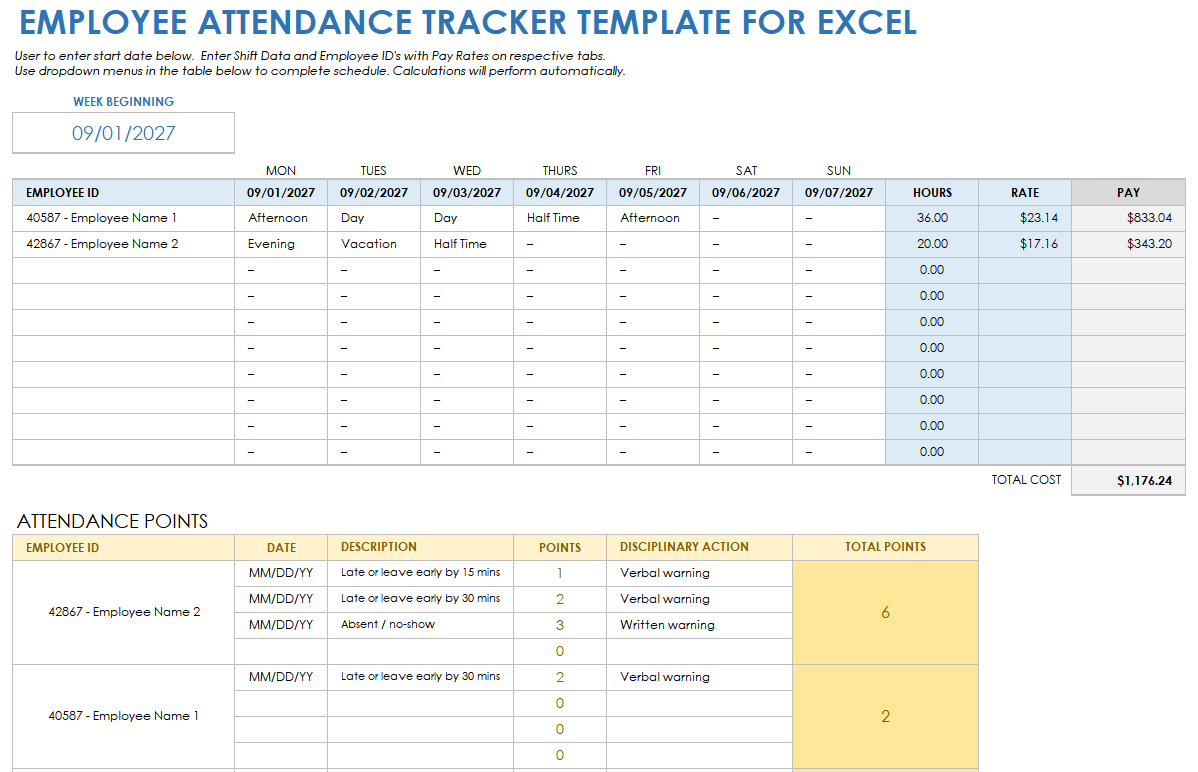 employee attendance sheet