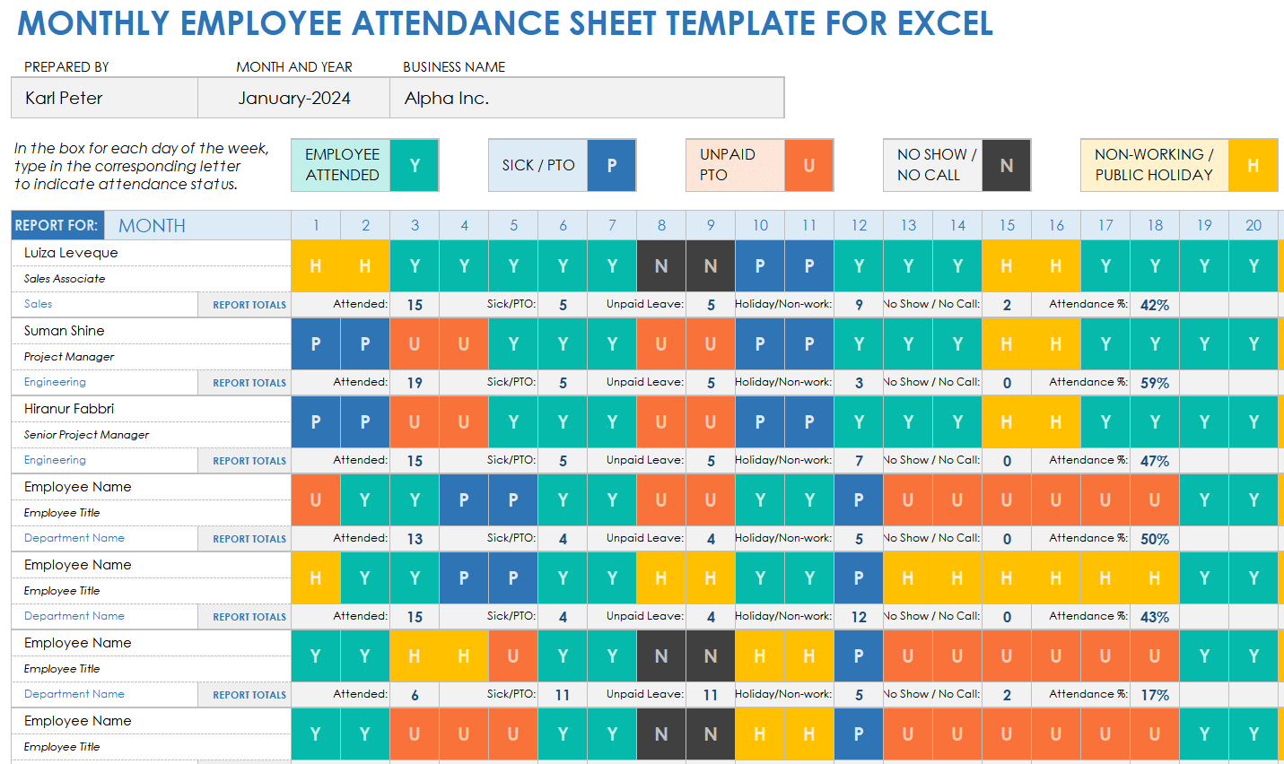 Free Excel Attendance Tracker Sheets & Lists Smartsheet