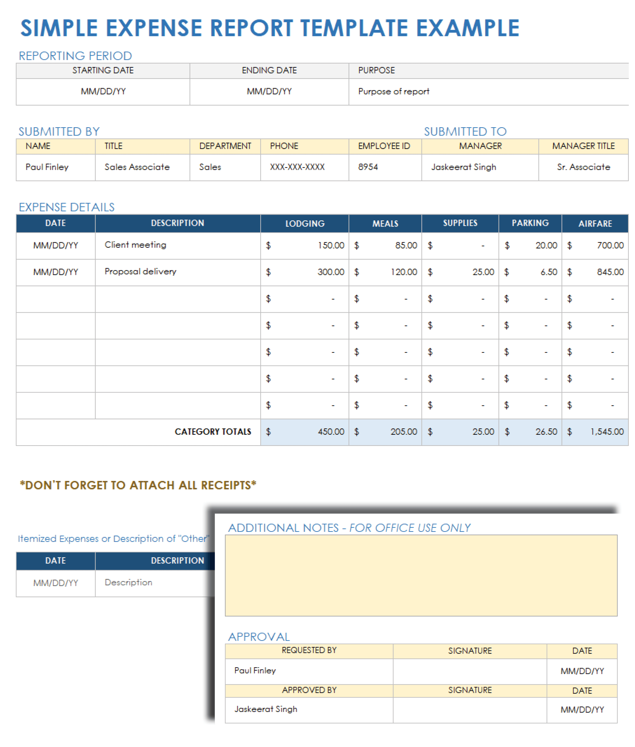 simple excel templates