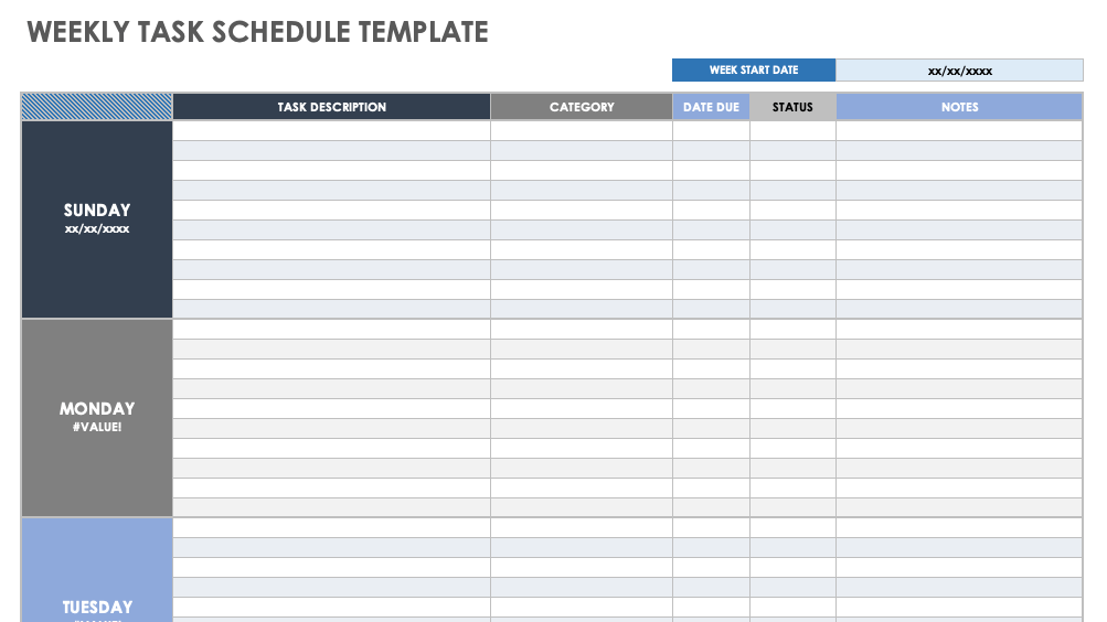 15 Free Weekly Calendar Templates | Smartsheet