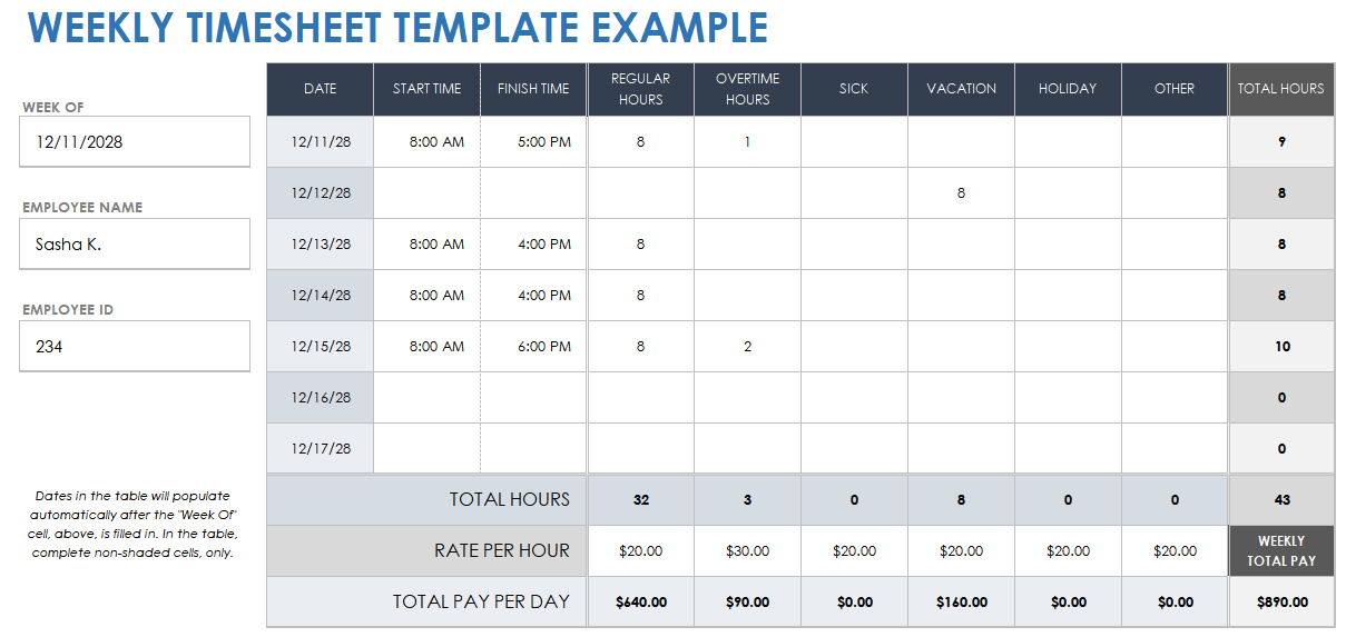 excel timesheet template with formulas