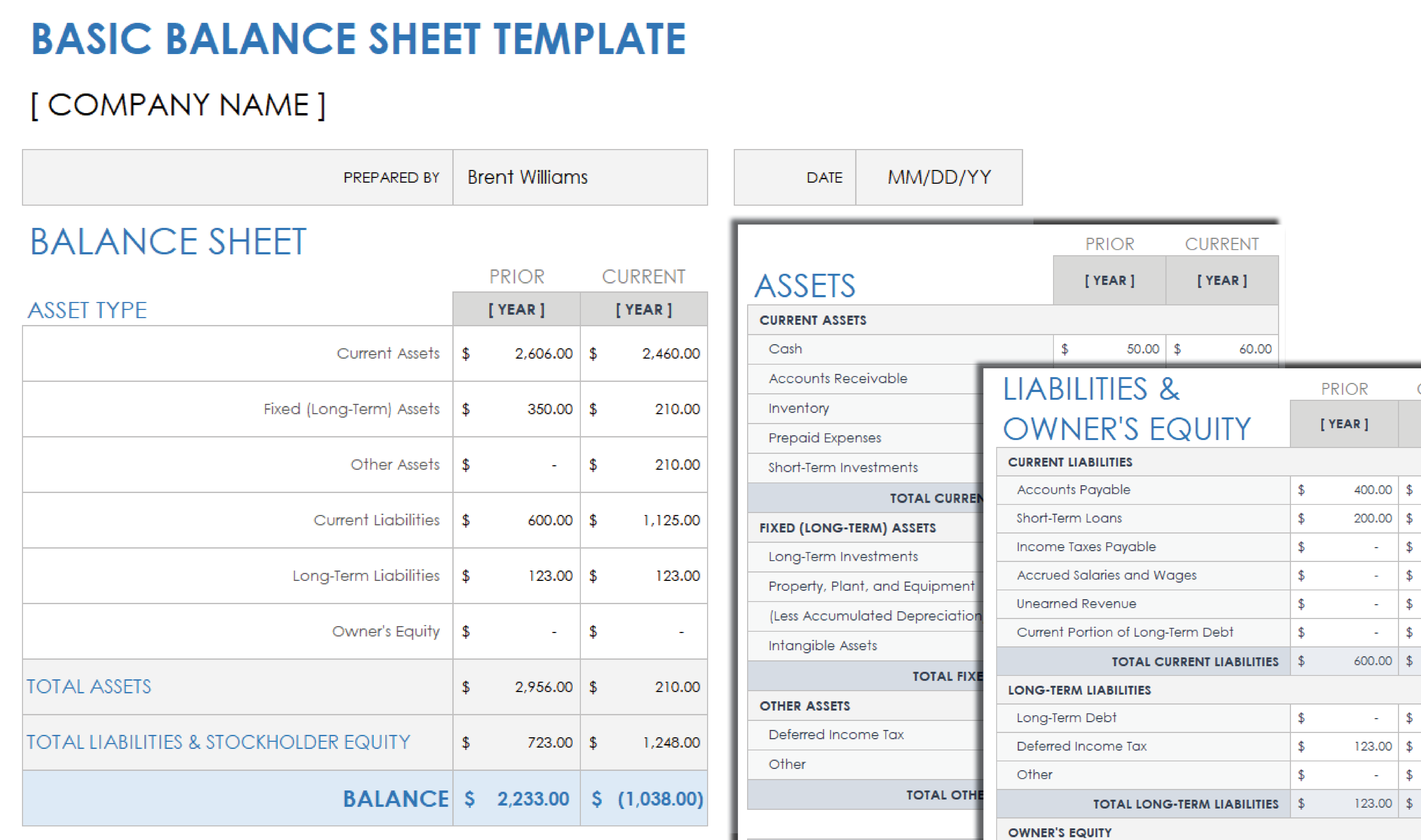 Free Small Business Balance Sheet Templates