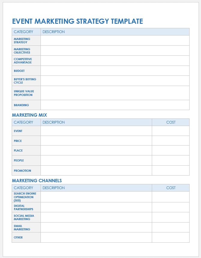 Event Marketing Plan Template Excel