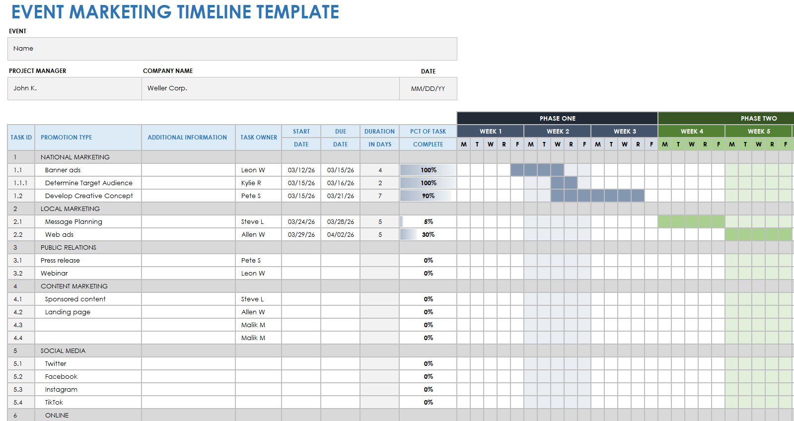 Free Event Marketing Templates Smartsheet