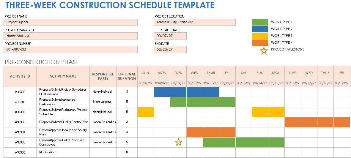 Free Construction Schedule Templates Smartsheet