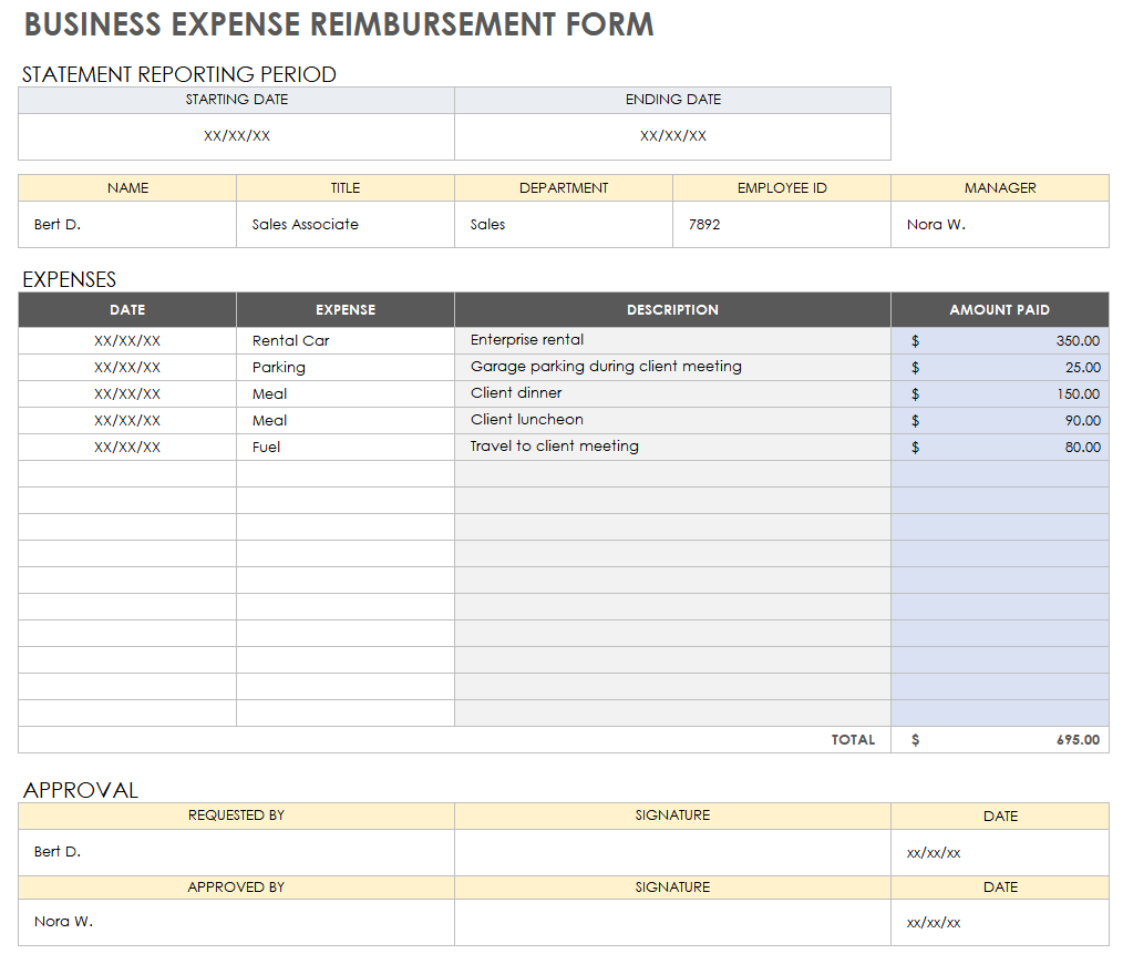 Free Expense Report Templates