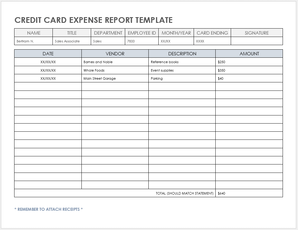 monthly expense report template