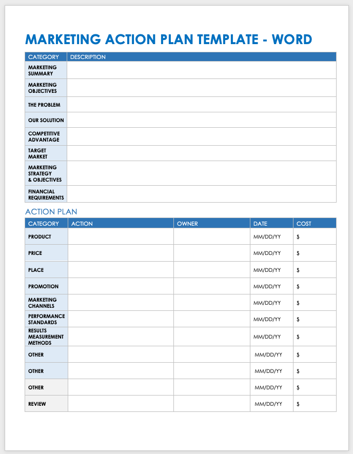 work plan template word