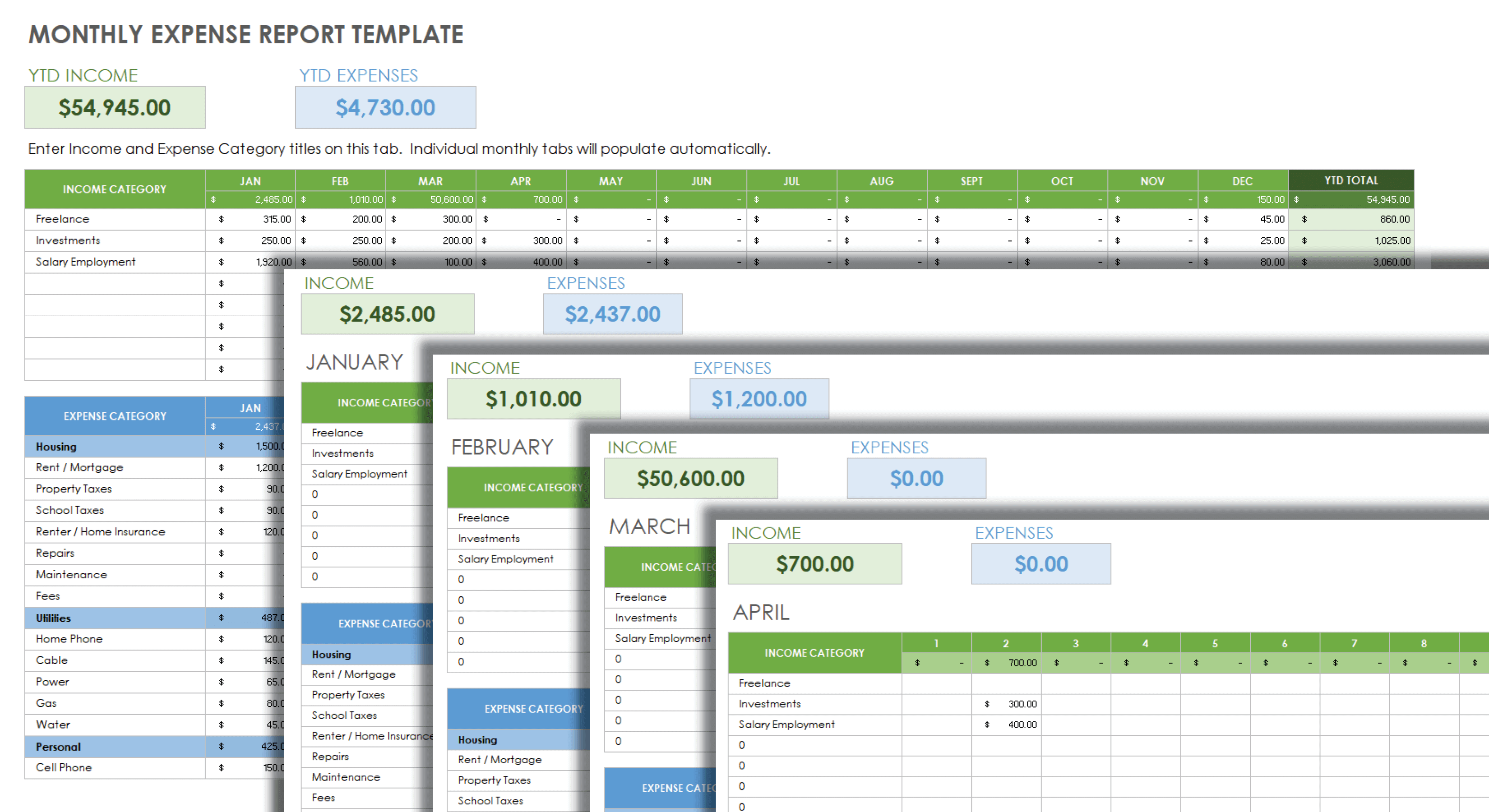 income and expense spreadsheet template excel