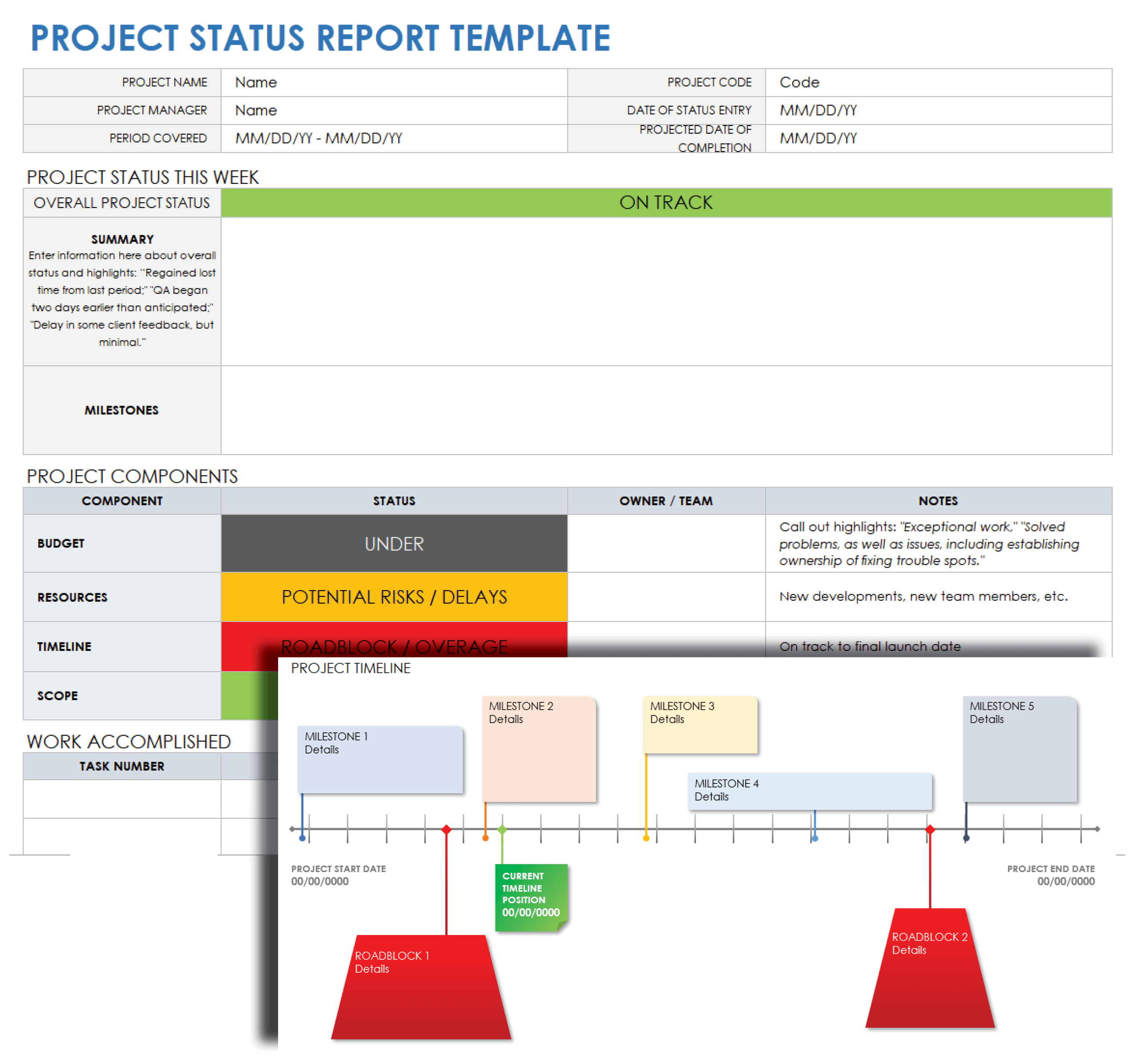 status report template excel