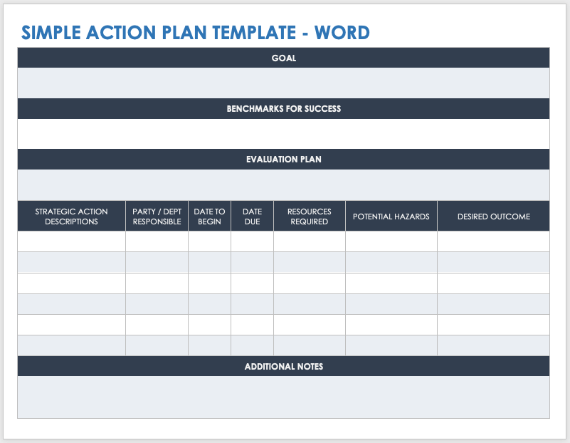 action plan template for work