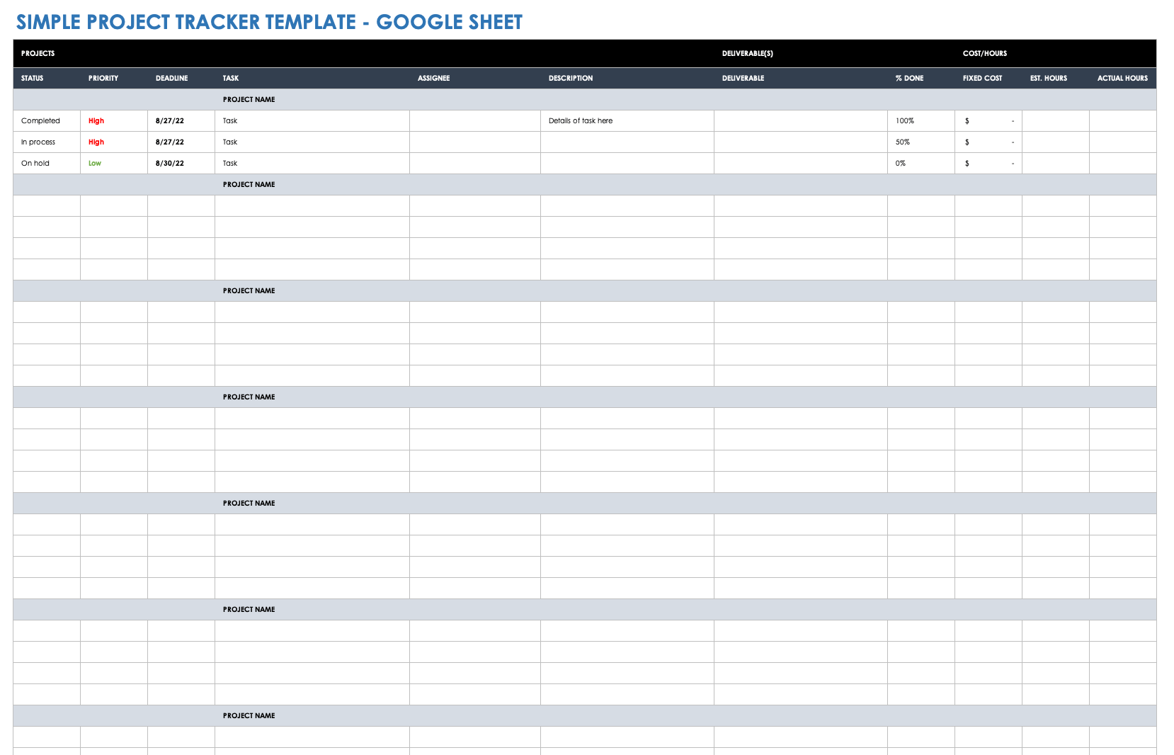 Free Google Sheets Project Tracker Templates Smartsheet