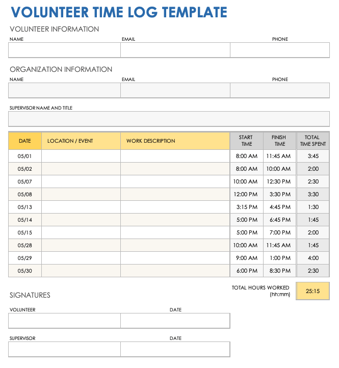 time log template excel