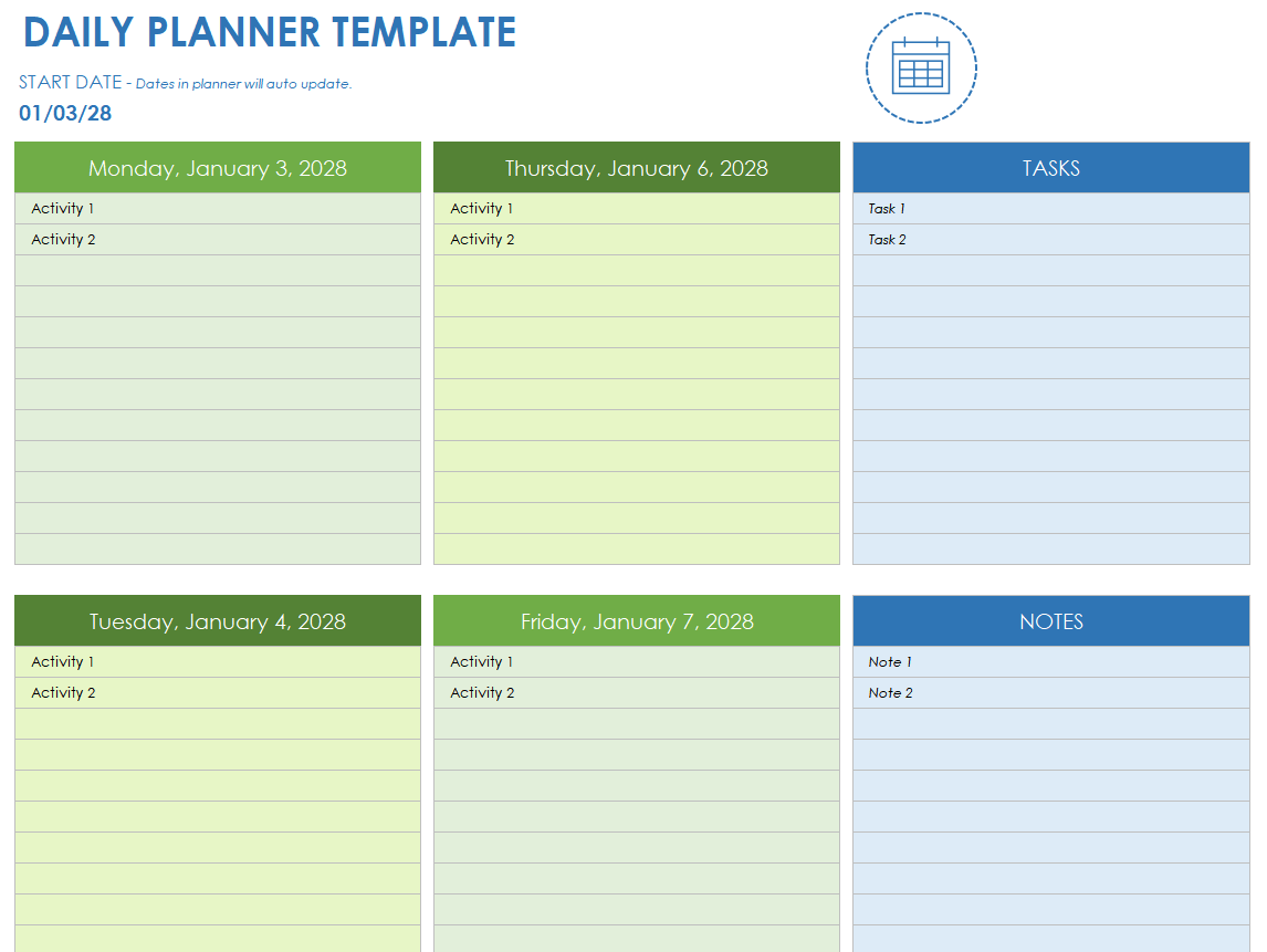 Free Google Sheets Daily Schedule Templates & Planners | Smartsheet